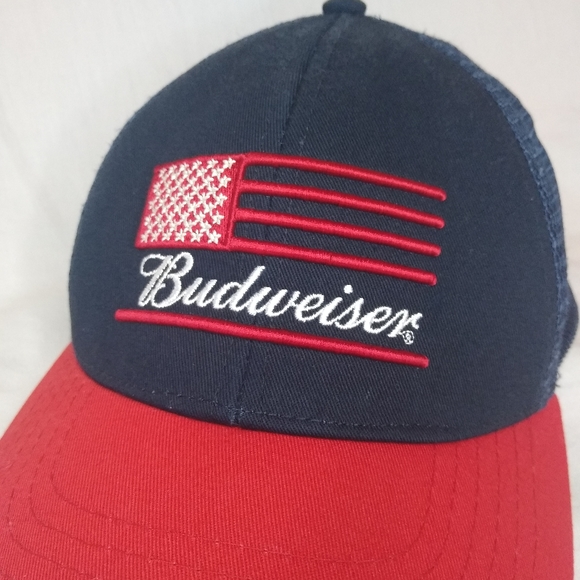 NWOT Budweiser Flag Trucker Hat Official Licensed Blue and Red - Picture 3 of 8